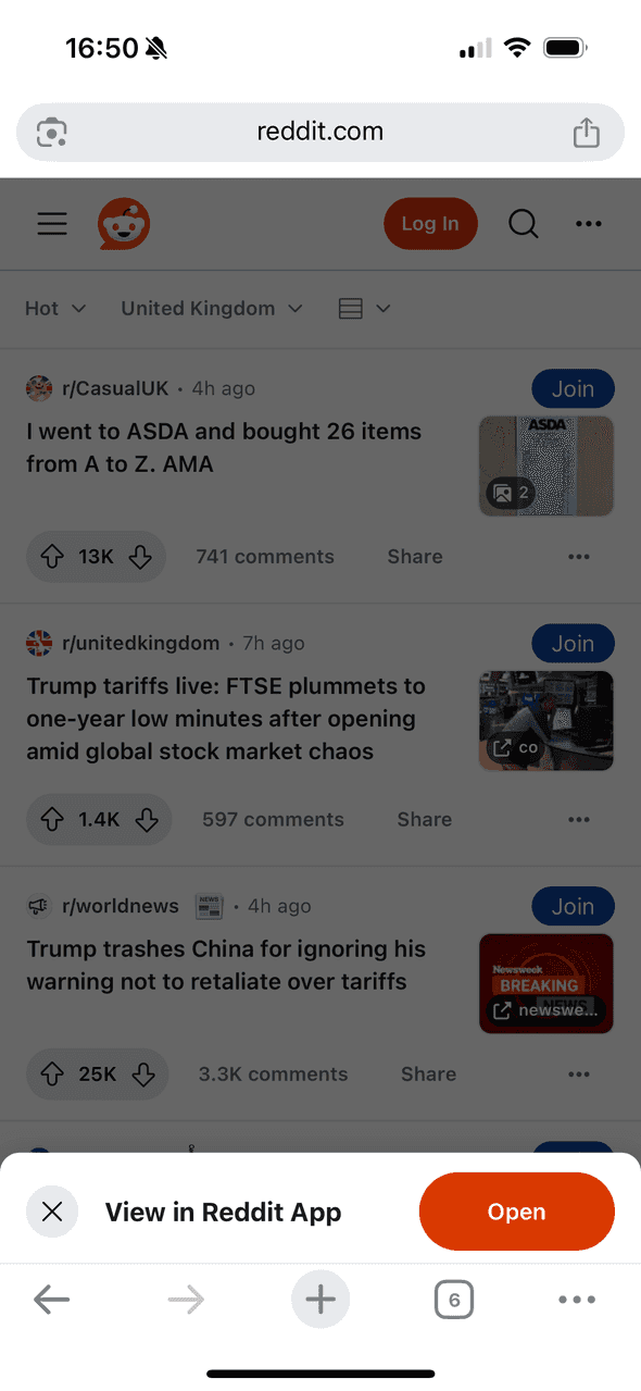 Screen shot of reddit